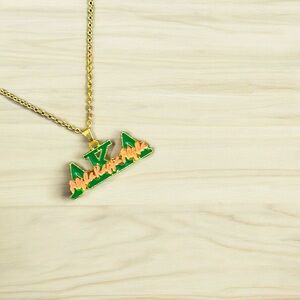 Elegant AKA Alpha Kappa Alpha Pendant Chain-Link Necklace